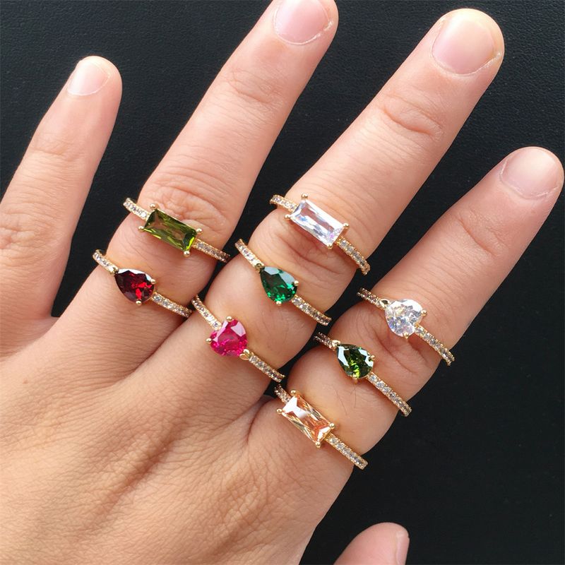 Micro Inlaid Zircon Love Horse Eye Ring Female Ins Fresh Water Drop Open Ring Personality Twin Ring In Stock Wholesale