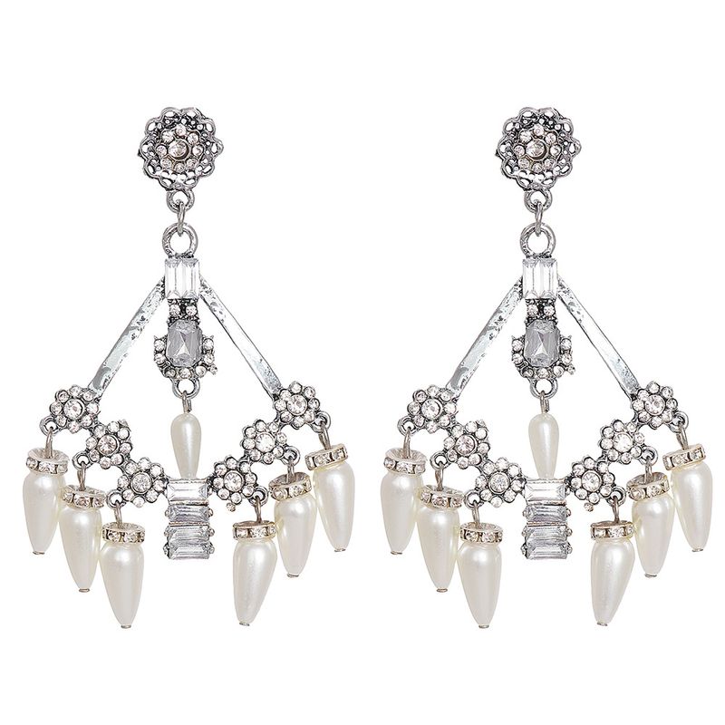 New Personality Style Diamond-studded Pearl Earrings Drop-shaped Earrings