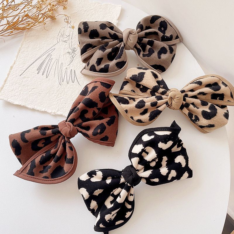 Chic Style Simple Retro Leopard Bow Steel Clip Spring Clip Top Clip Hair Accessory