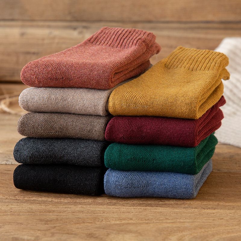 Men's Winter Plus Velvet Thickening In The Tube To Keep Warm Men's Socks Solid Color Long Tube Socks