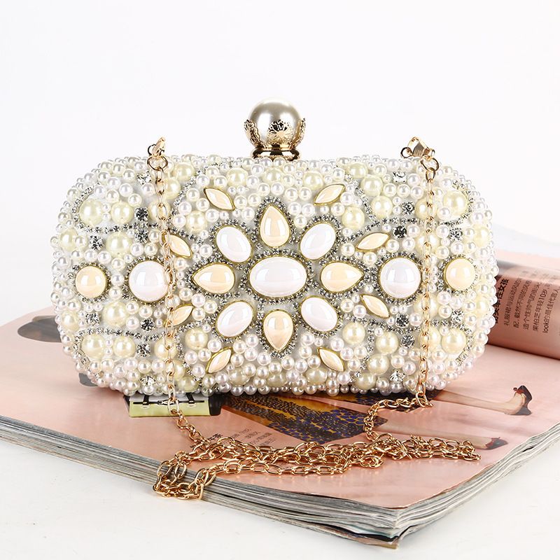 Pearl Dinner Bag Fashion Trendy New Evening Bag Handmade Bead Embroidery Clutch