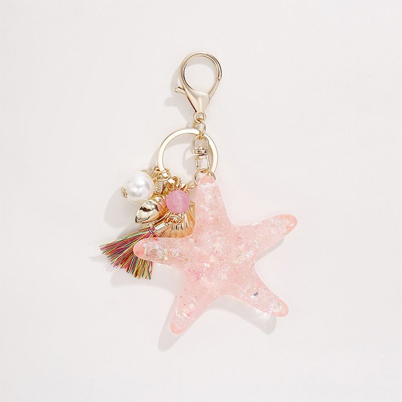 New Starfish Shell Tassel Pearl Couple Keychain