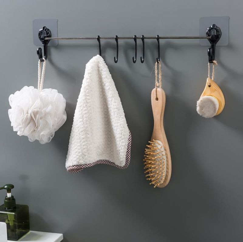 Bathroom Non-marking Viscose Double-layer Towel Rack Wall Suction Towel Rack Kitchen Suction Cup Towel Bar Rack
