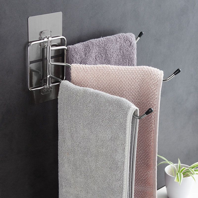 Multi-bar Rotating Towel Rack Punch-free Rotating Rack Stainless Steel Bathroom Towel Rack