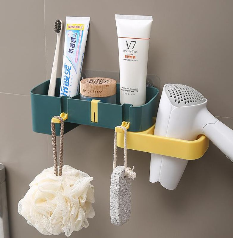 Multifunctional Adhesive Hair Dryer Storage Rack Bathroom Drain Racks Hair Dryer Rack Storage Racks