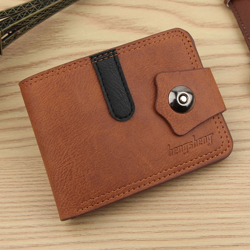 محفظة Hengsheng الجديدة للرجال الذكور محفظة صغيرة قصيرة بالجملة Wallet Men زر محفظة