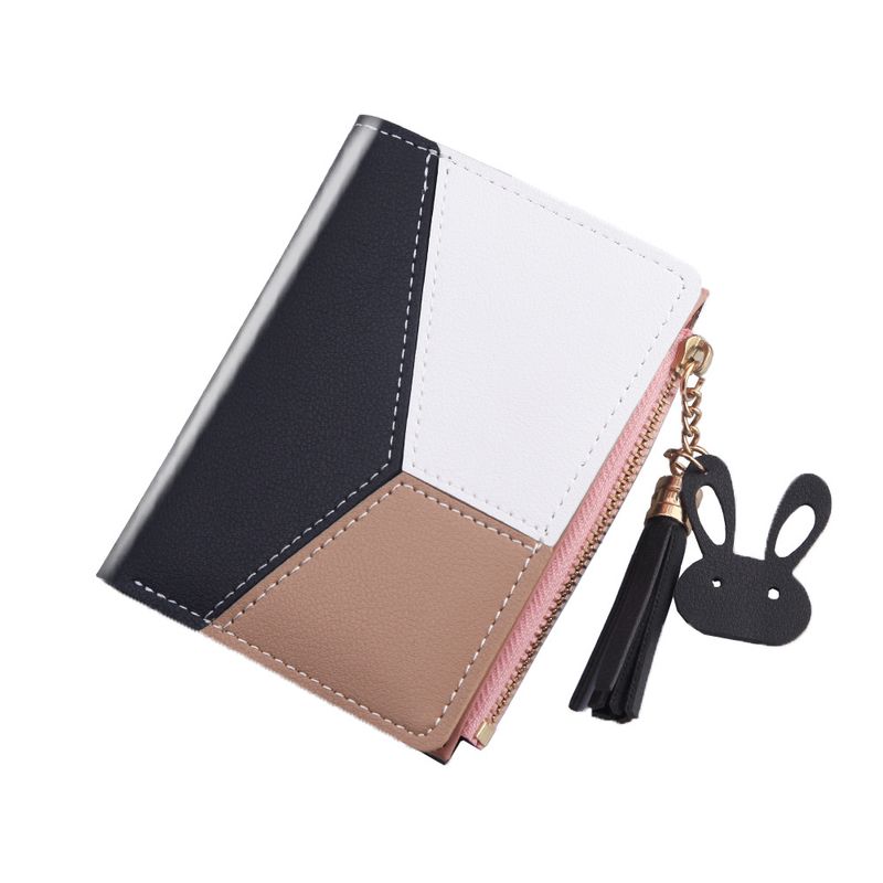 New Style Ladies Wallet Short Color Contrast Stitching Coin Purse Korean Style Buckle Zipper Wallet Wholesale