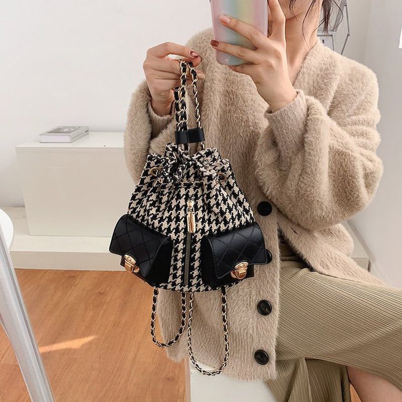 Autumn And Winter New Trend Korean Women's Bag Chain Bucket Backpack