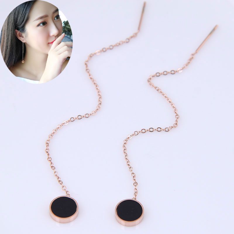 Korean Simple Long Ear Jewelry Simple Titanium Steel Personalized Ear Stud