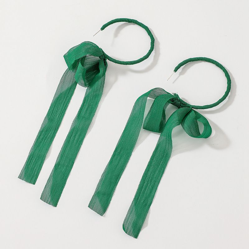 Retro Green Bow Ribbon Earring Earrings European And American Earrings Women Wholesale