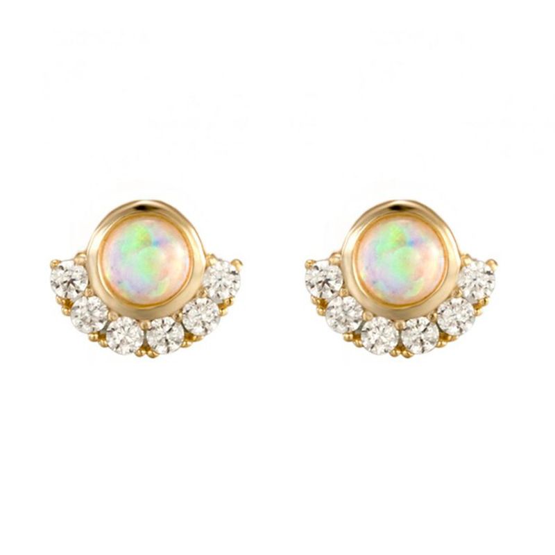 Koreanische Kreis Opal Opal Exquisite Ohrringe Einfache Ohrstecker Ohrschmuck