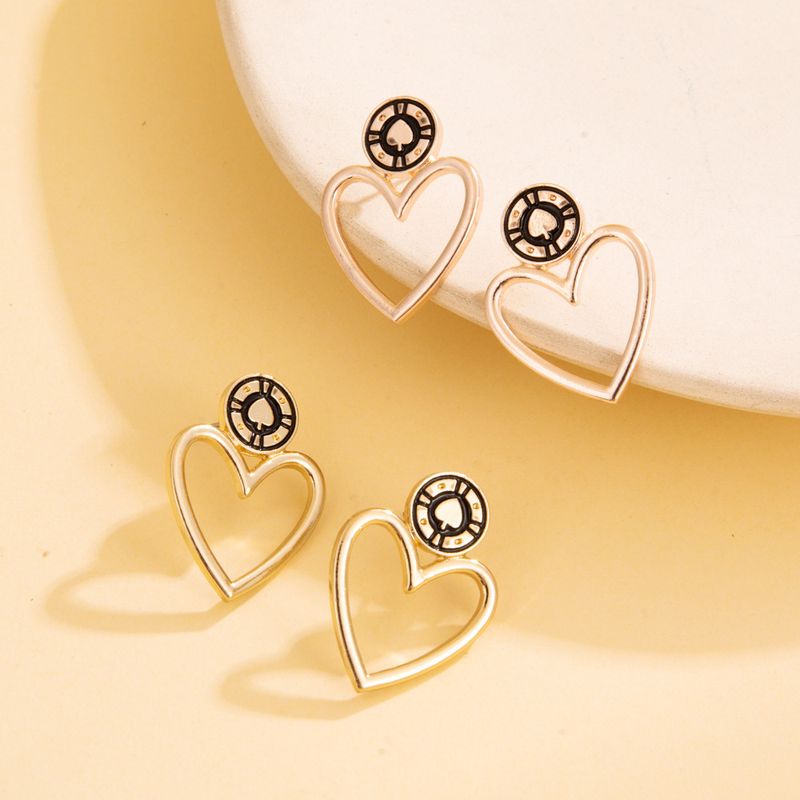European And American New Personality Simple Heart-shaped Earrings Gold And Silver Earrings