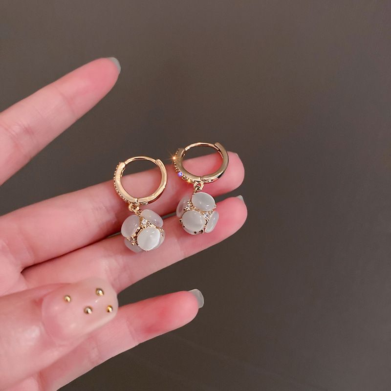 Korean Style Simple Opal Diamond-studded Hydrangea Earrings Fashion Earrings Personalized Earrings
