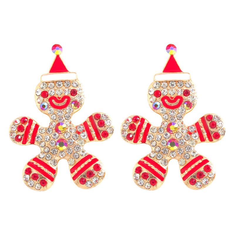 Christmas Festival Cartoon Character Earrings Alloy Diamond Shiny Earrings Fashionable Female Fashion Earrings Personal Accessories