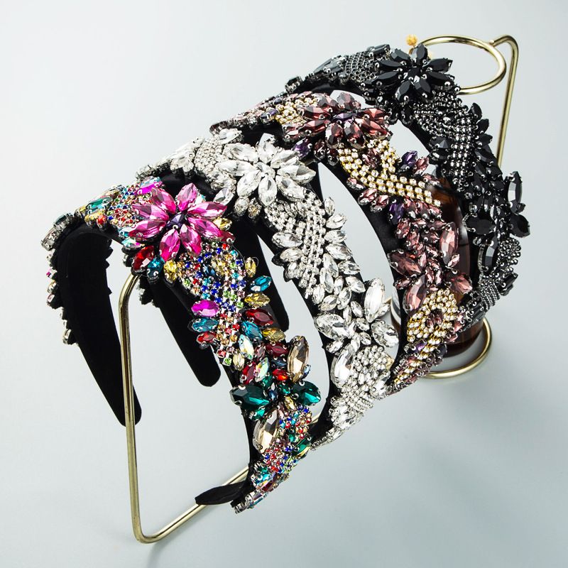 Baroque Fashion Shiny Double Gemstone Full Drill Headband European And American Retro Hair Accessories