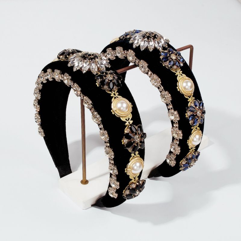 Bandeau En Éponge Épais Exagéré De Style Palais Baroque Plein D&#39;accessoires Pour Cheveux À Fleurs En Diamant