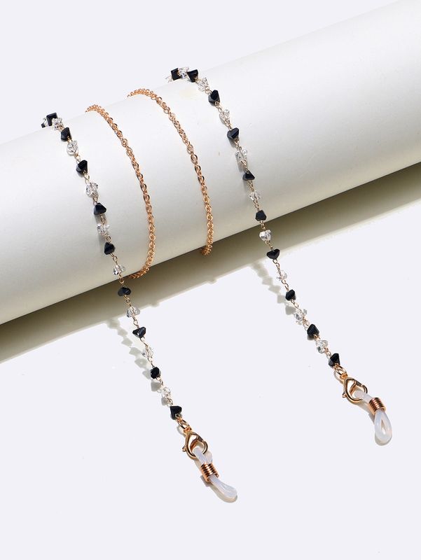 Handmade Chain Metal Glasses Rope Black And White Crystal Pendant Glasses Chain Mask Chain
