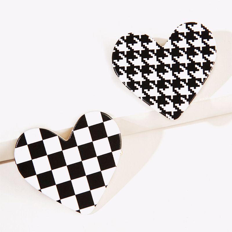 Retro Black And White Houndstooth Hairpin Cute Square Lattice Hairpin