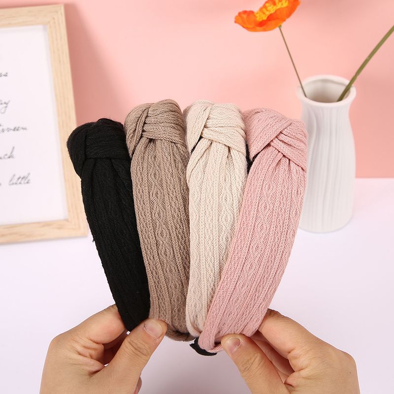 Solid Color Knotted Knitted Headband Korean Simple Fabric Woolen Headband