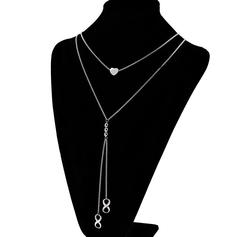 Europäische Und Amerikanische Mode Lange Doppelschicht-halskette Minimalist Ischen Stil Edelstahl Anhänger Halskette Großhandel