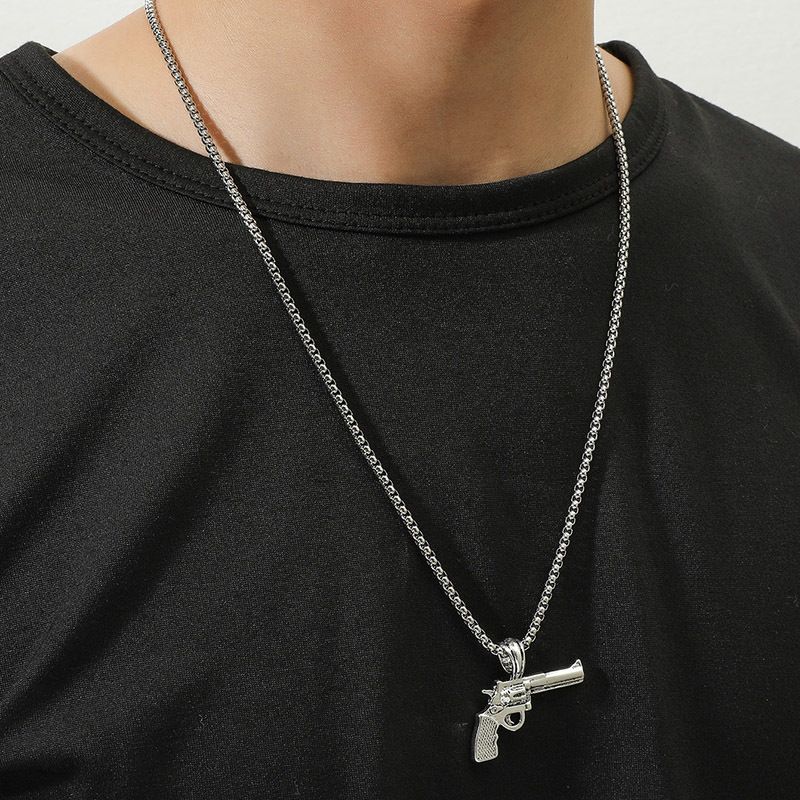 Collier Pendentif Revolver Tendance Rétro Tendance Hip-hop Européenne Et Américaine