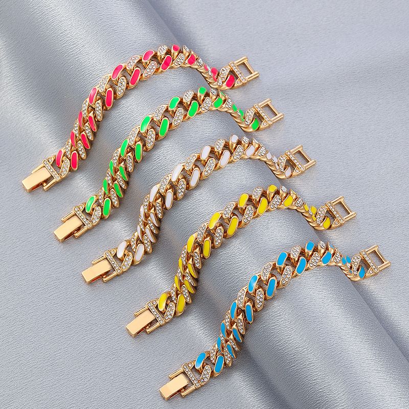 New Style Bracelet Color Thick Chain Bracelet Jewelry Hip-hop Diamond-studded Bracelet