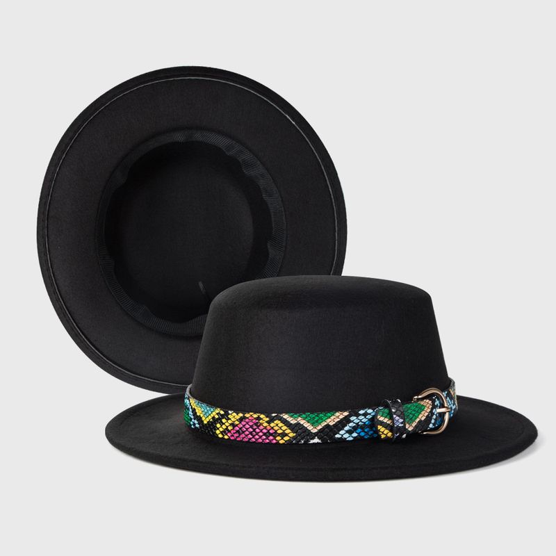الخريف والشتاء جديد الصوف الجاز قبعة الذكور ليوبارد جلدية مشبك الاكسسوارات ورأى قبعة