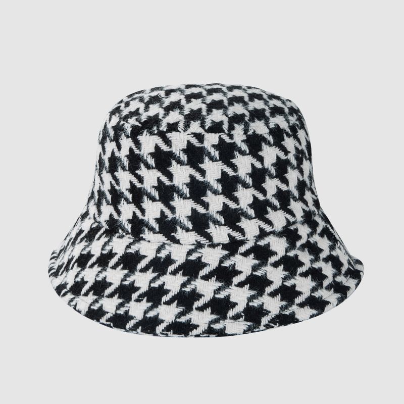 Houndstooth Fisherman Hat Female Autumn And Winter Korean Version Of The Wild Japanese Warm Pot Hat