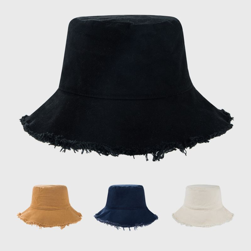 Nouveau Style Chapeau De Couleur Unie En Détresse Femme Automne Et Hiver Chapeau De Pêcheur Décontracté Tout-match