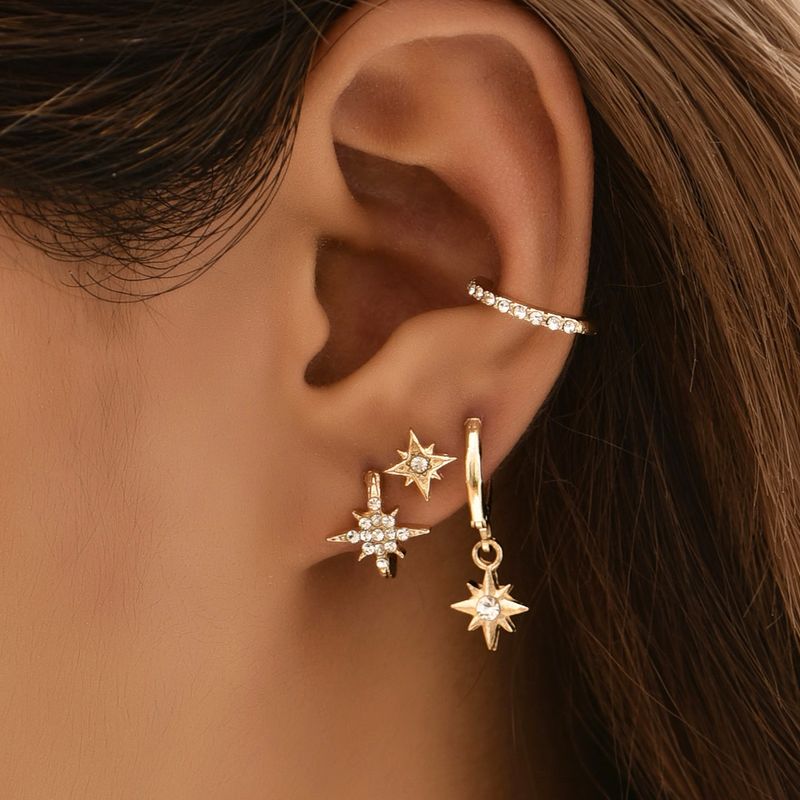 Pendientes Colgantes De Estrella De Diamantes Llenos De Personalidad De Moda