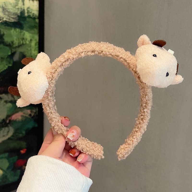 Autumn And Winter Cute Calf Plush Hair Band Wash Face Female Funny Headband Doll Hairpin