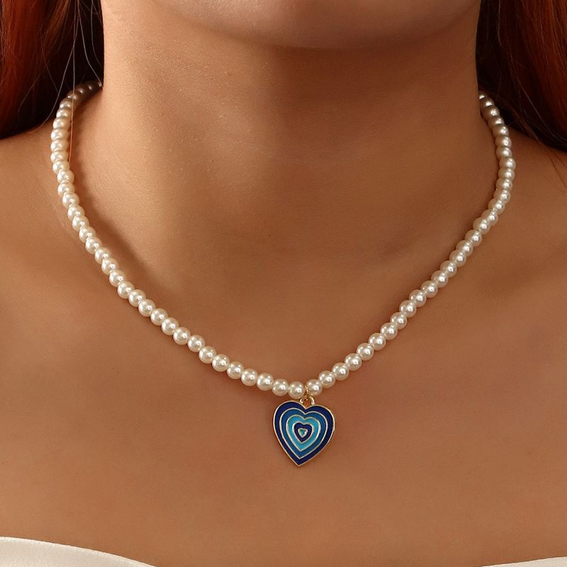 Naizhu Europäische Und Amerikanische Halskette, Französisches Temperament, Herrliche Perlen Halskette, Kreative Retro-öltropfen-farbverlauf-liebes Kette