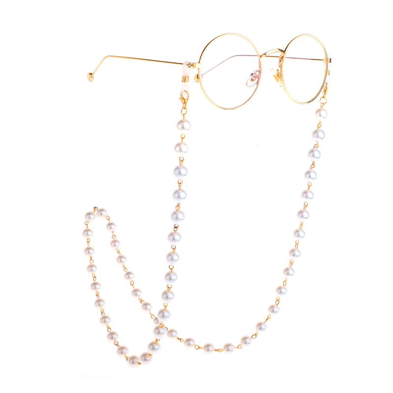 10mm Perlenmode Pullover Kette Brillenkette Zweifach-perlenclip Perlenbrillenkette