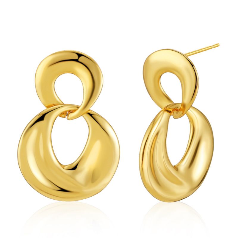 18k Irregular Circle Geometric Earrings European And American Trendy Texture Circle Earrings