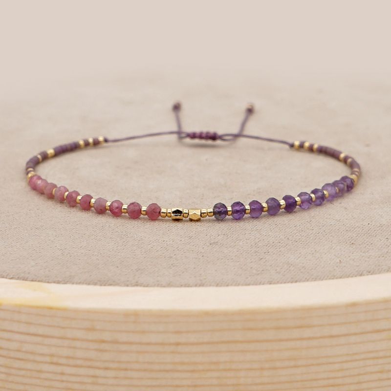 Simple Miyuki Rice Beads Hand-woven Rope Semi-precious Stone Bracelet