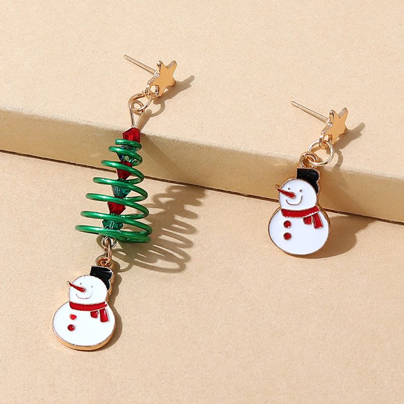 Christmas Series Creative Wild Snow Doll Asymmetric Earrings