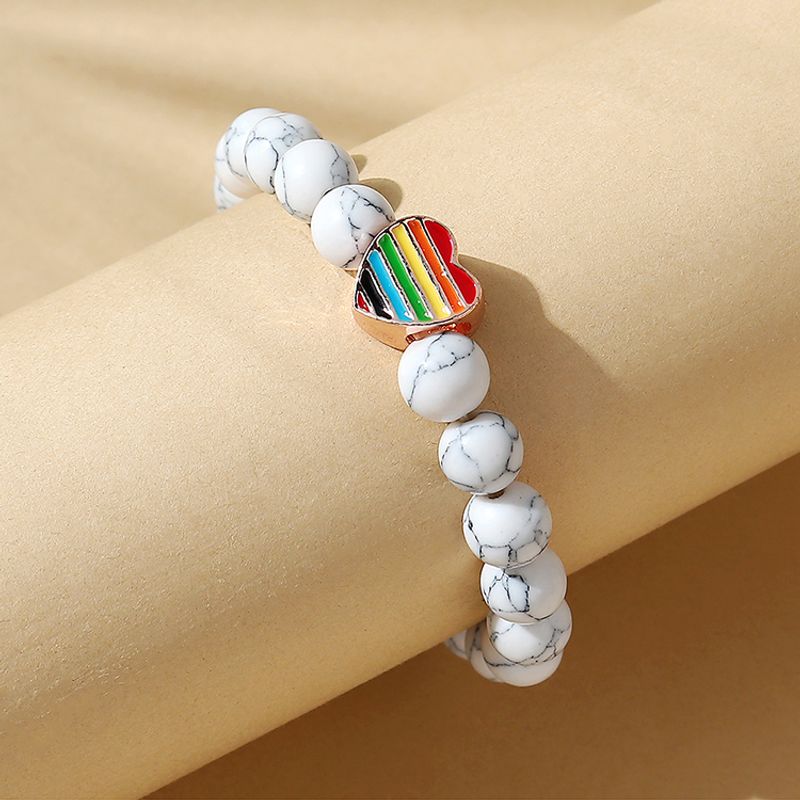 Version Coréenne Du Bracelet De Perles Coeur Nectarine Peintes À La Mode Créative