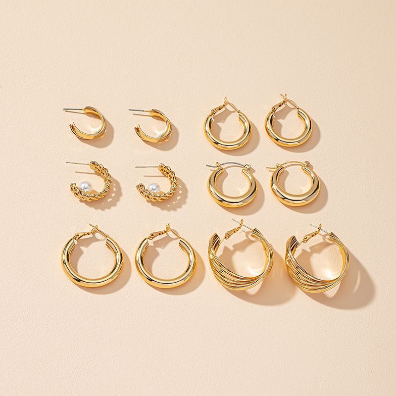 Jewelry Wholesale 6 Pairs Of Ear Hoop Earrings Set Geometric Jewelry Earrings