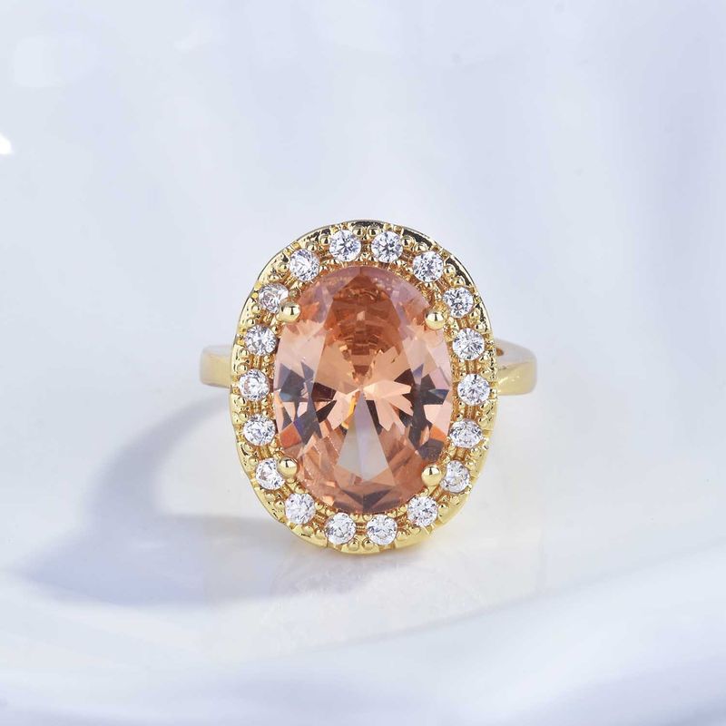 Live Broadcast New Big Carat Colored Gems Ring Internet Celebrity Same Style Plated 18k Luxury Full Diamond Imitation Morgan Stone Open Ring