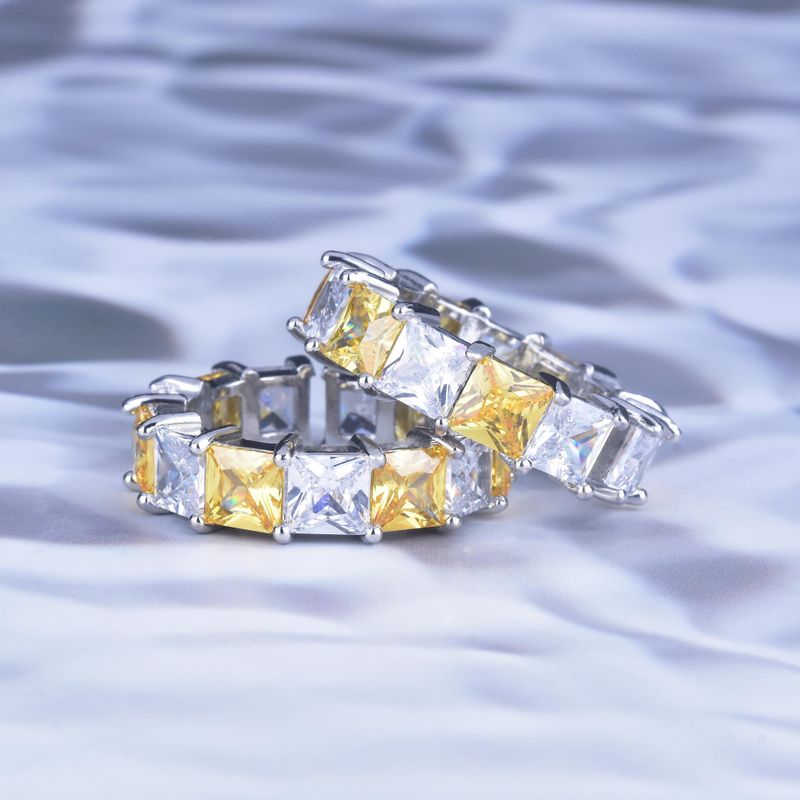 European And American Luxury Square Diamond Flash Zircon Color Treasure Open Ring Wholesale