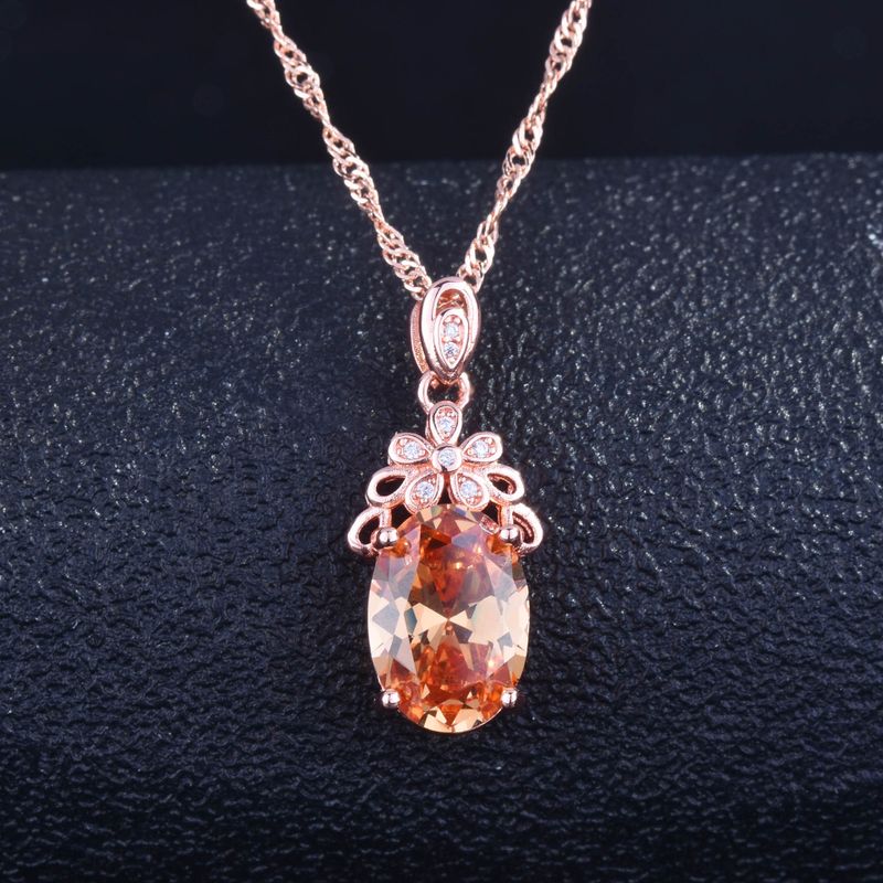 New Simulation Morganite Necklace Color Egg-shaped Ruby Color Pendant