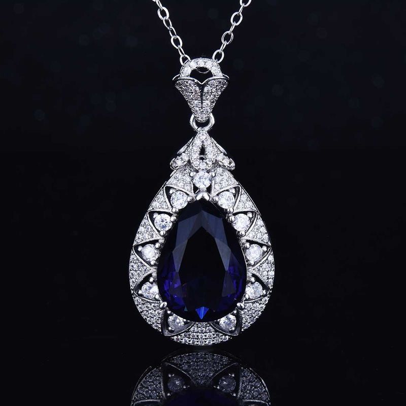 Pear-shaped Amethyst Necklace Full Of Diamonds Purple Diamond Pendant