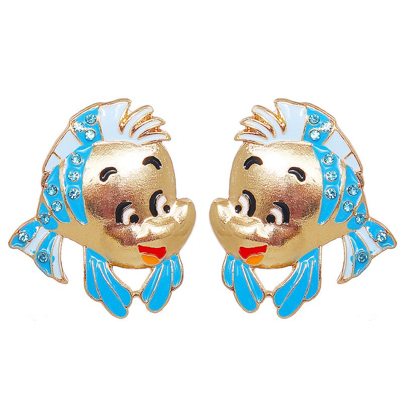55734 Europäische Und Amerikanische Neue Ölig Süße Frauen Cartoon Kleine Fisch Ohrringe Diamant Ohrringe Hersteller Großhandel
