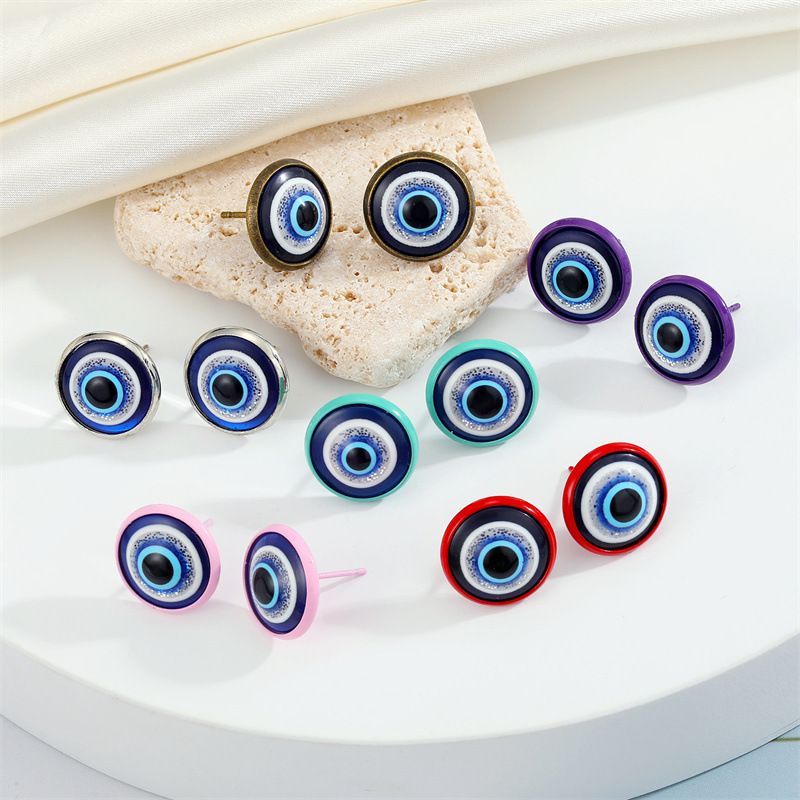 Pendientes De Ojo De Diablo De Tendencia Retro Pendientes De Ojos Turcos Azules Con Bordes De Color