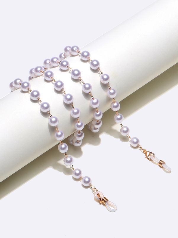 Chaîne À La Main De Mode 8mm Perle Blanche Toutes Les Lunettes À La Main Chaîne De Lunettes Corde
