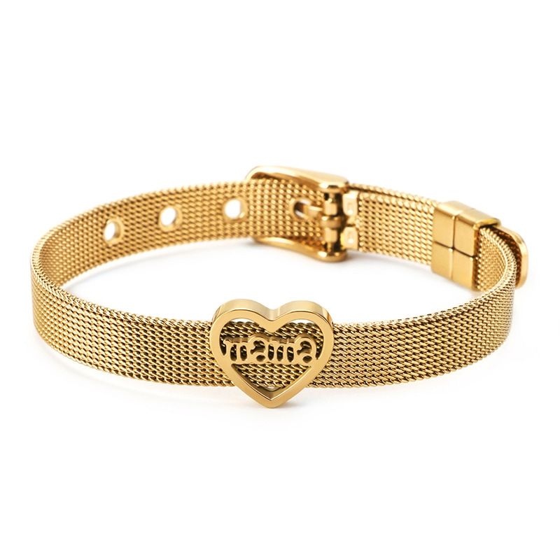 Fashion Heart Titanium Steel 18K Gold Plated No Inlaid Bracelets In Bulk