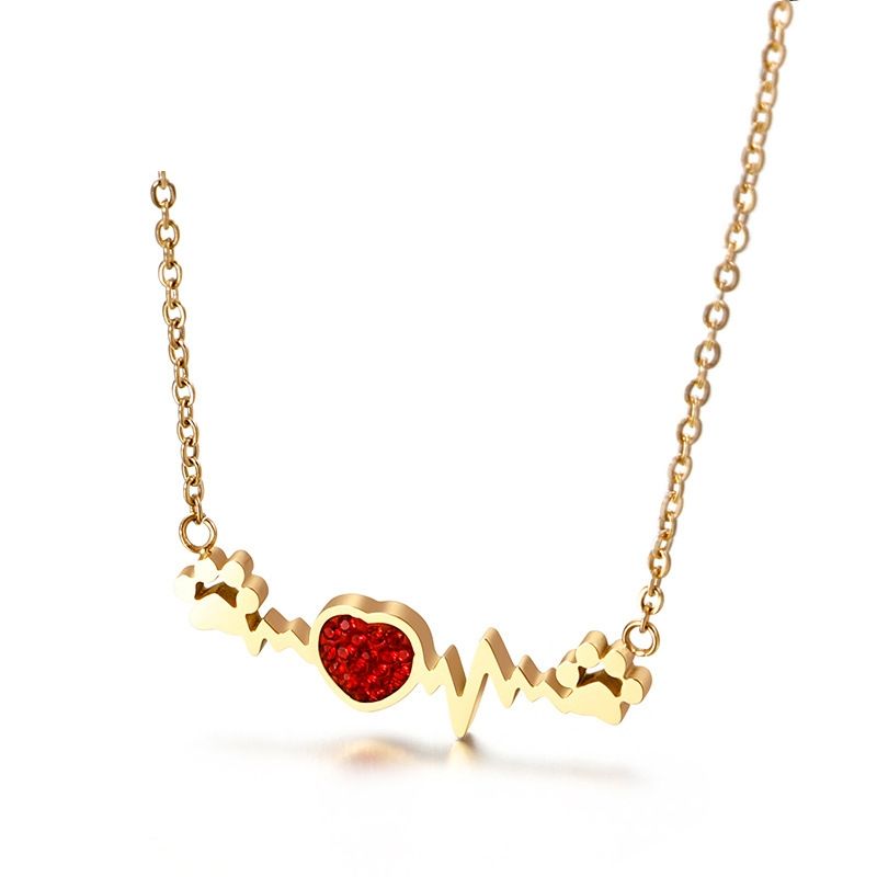 Titan Stahl 18 Karat Vergoldet Koreanische Art Überzug Herz Halskette