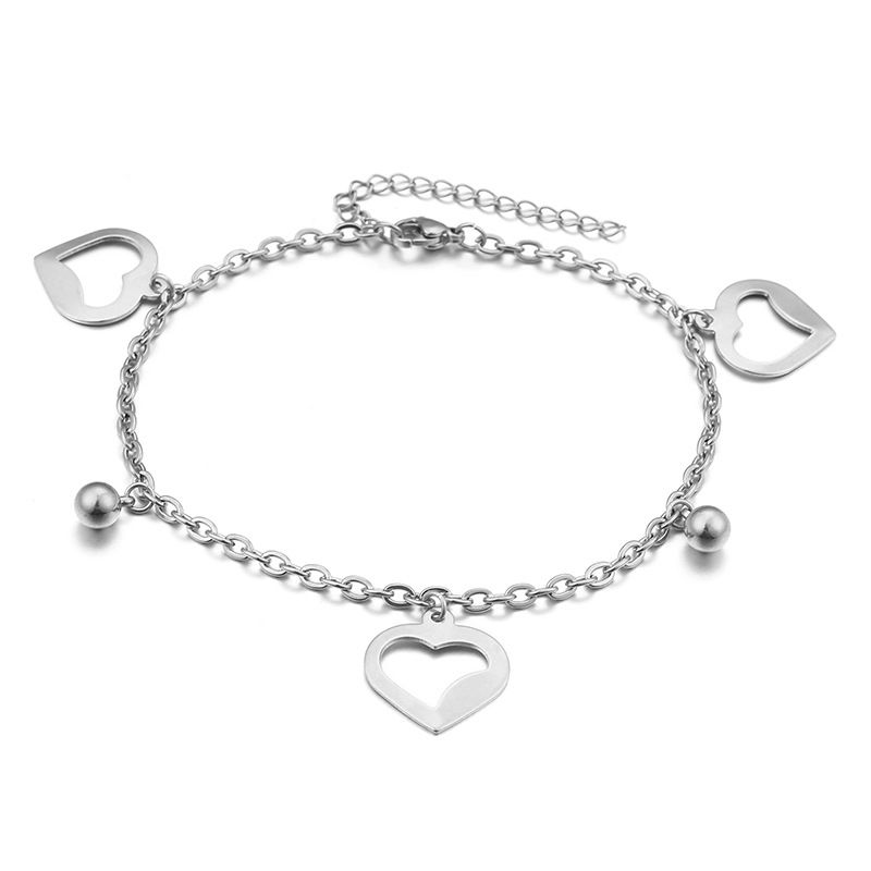 Fashion Heart Titanium Steel 18K Gold Plated Women'S Anklet
