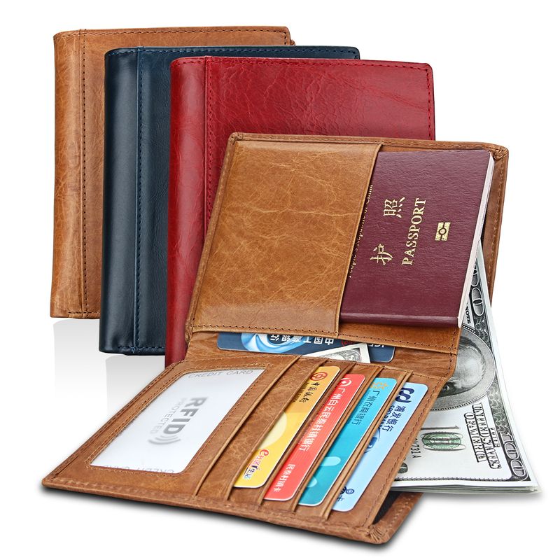 Factory Wholesale  Rfid Men And Women Genuine Leather Passport Holder Multifunctional Passport Bag Id Card Holder Wholesale