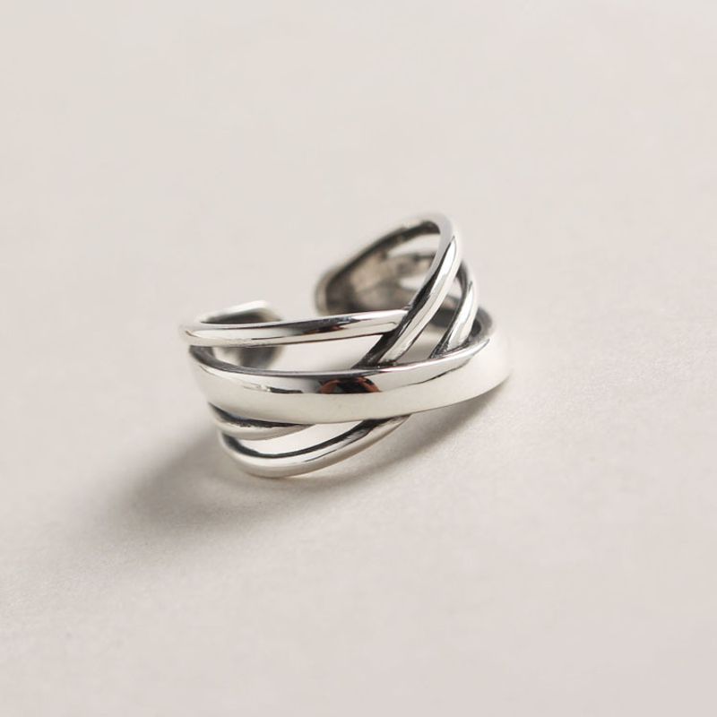 Japanese And Korean Version Of The Irregular Ring Line Winding Personality Retro S925 Sterling Silver Ring Silver Jewelry